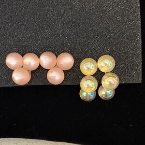 Vintage earrings pink moon glow and Soap Bubble Bead screw back earrings